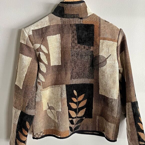Vintage Coldwater Creek Tapestry Leaf Jacket Y2K 90s Boho Artsy Coat M - Picture 6 of 6